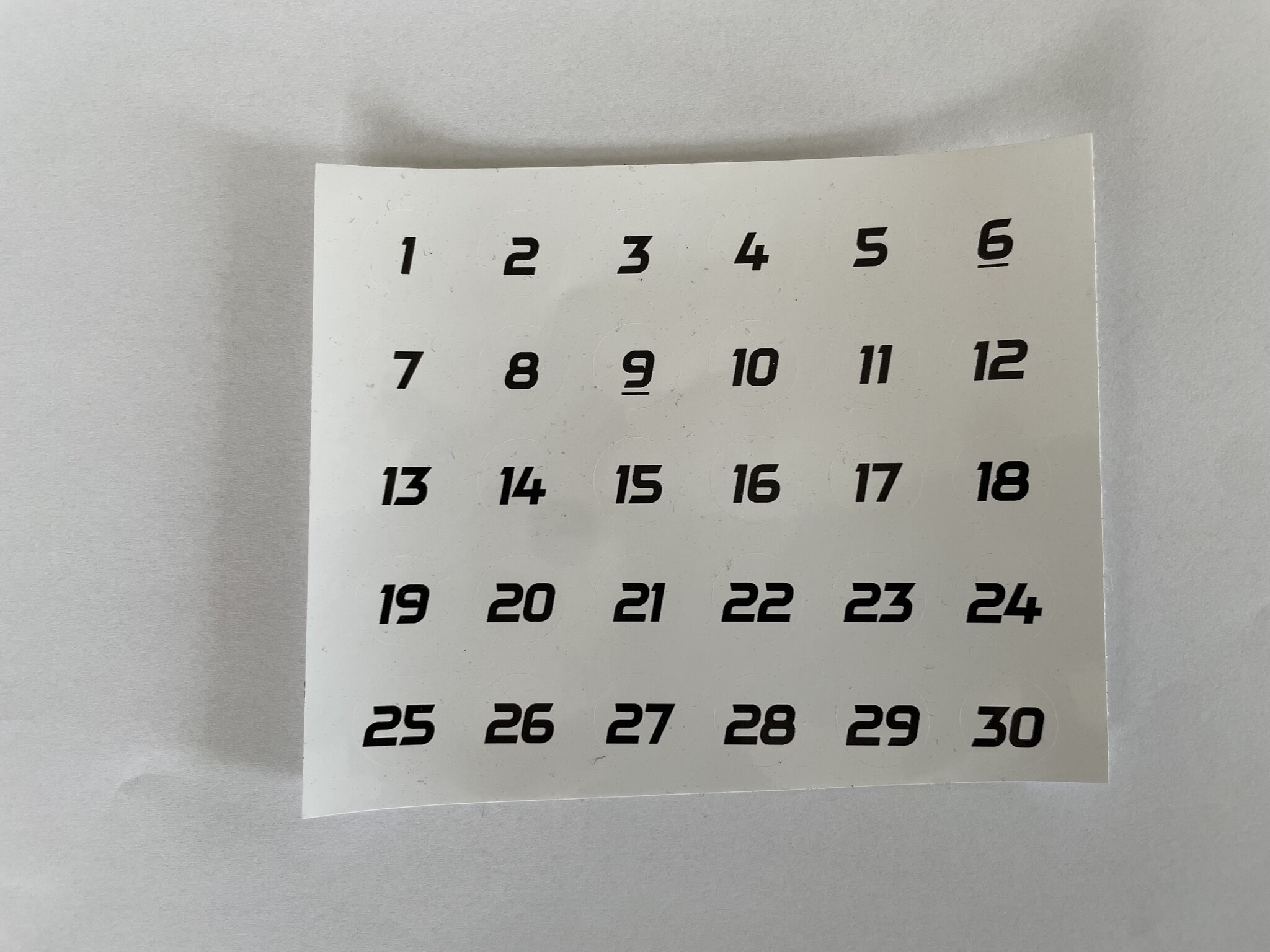 Magneet stickervel 2x van 1 tot 30