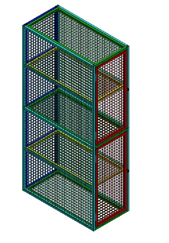 Vestiaire d'équipe avec 2 portes verticales et 4 étagères
