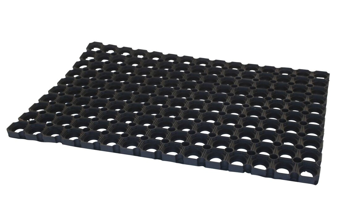 Paillasson 80cm x 50cm en caoutchouc avec anneaux grossiers - Par 4 pièces