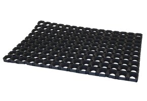 Paillasson 80cm x 50cm en caoutchouc avec anneaux grossiers - Par 4 pièces