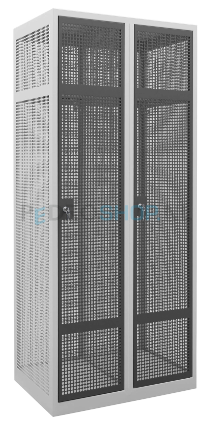 Vestiaire grillagé, 2 colonnes, 2 portes, largeur 80 cm, aluminium