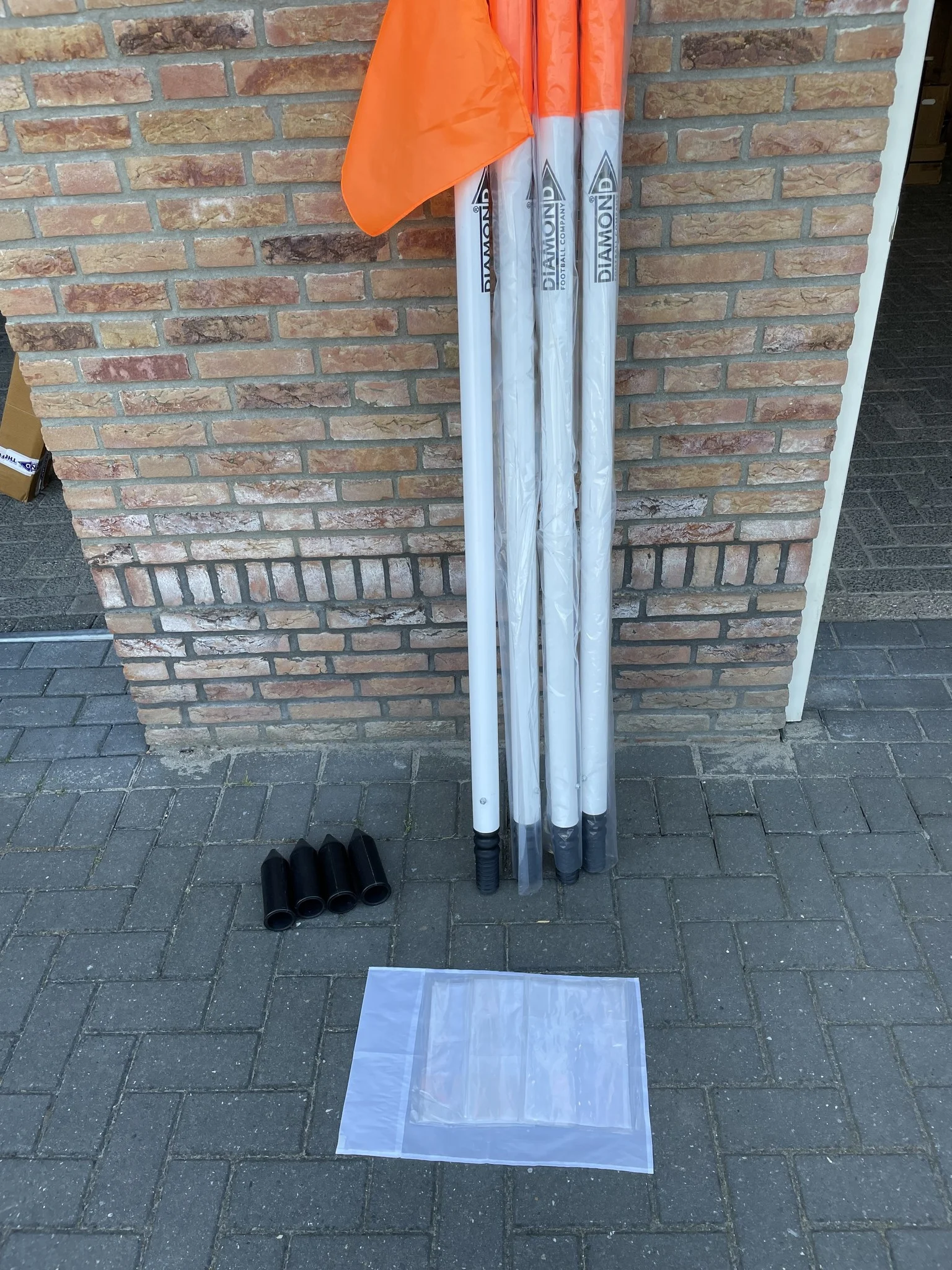 Cornervlagstok  set Stadion 4x 50 mm geveerd