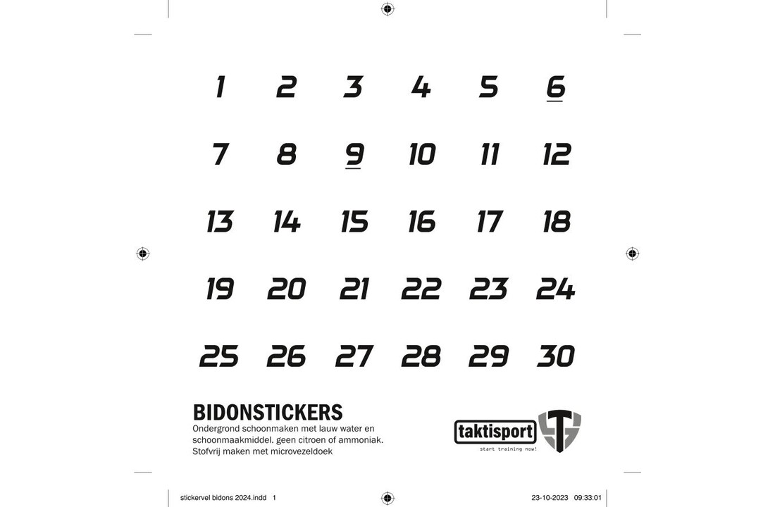 Sticker set voor 30 bidons vaatwas bestendig