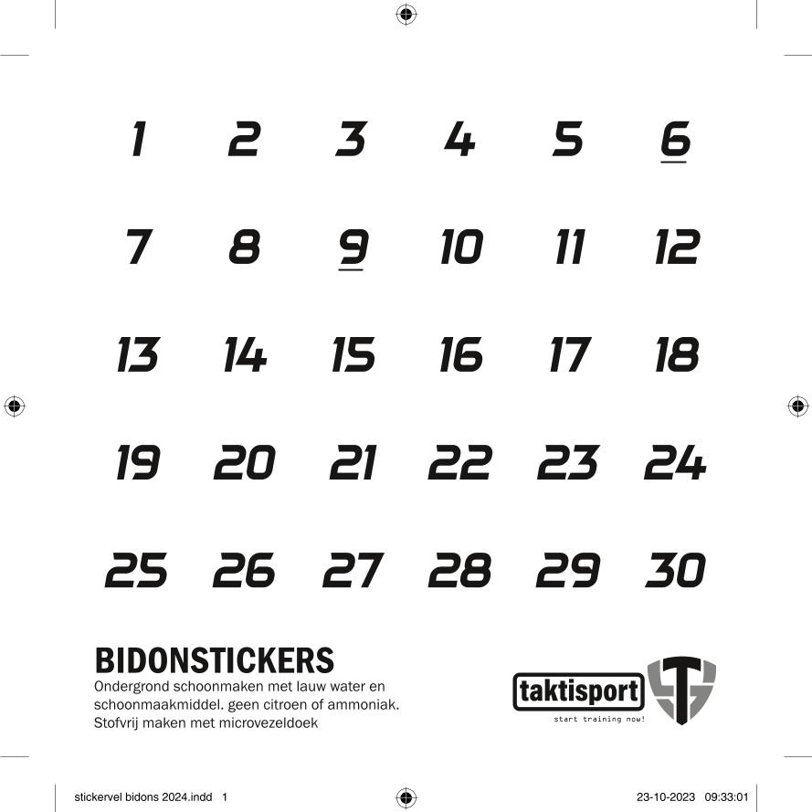 Sticker set voor 30 bidons vaatwas bestendig