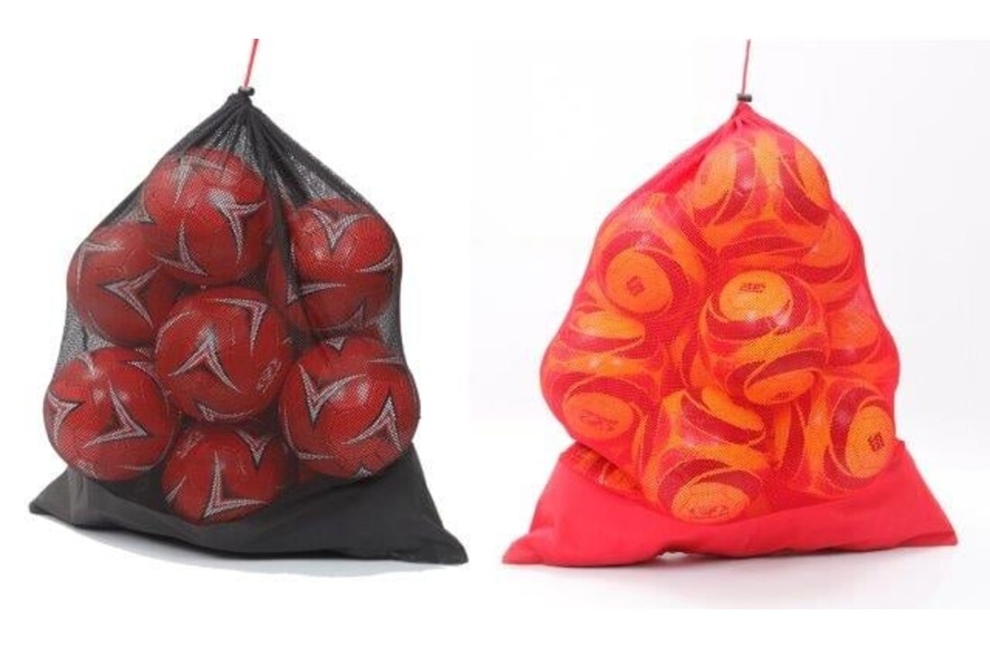 Sac à balles en maille fine pour 10 balles avec fond renforcé