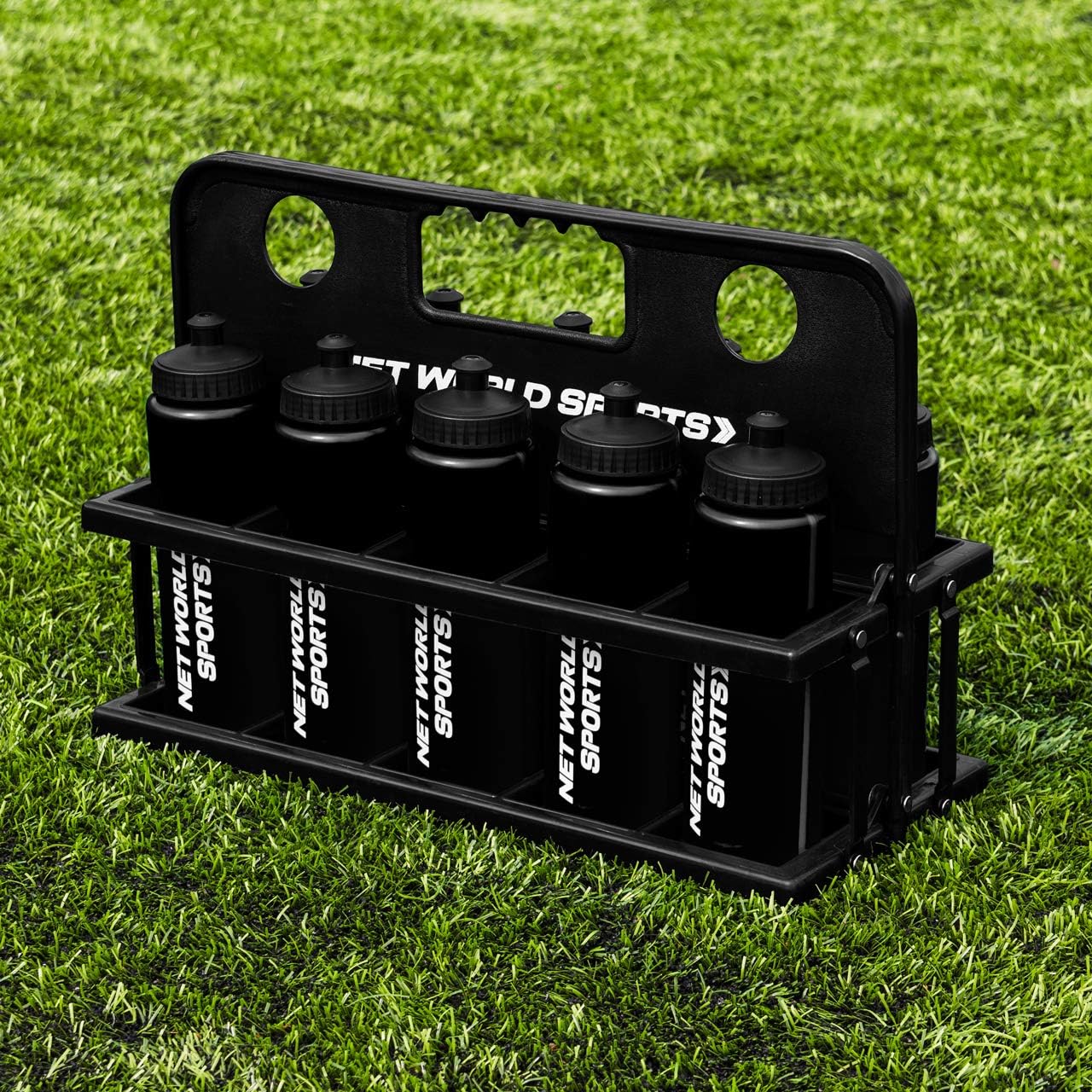 Support à bouteilles d'eau avec 10 bouteilles d'eau noires