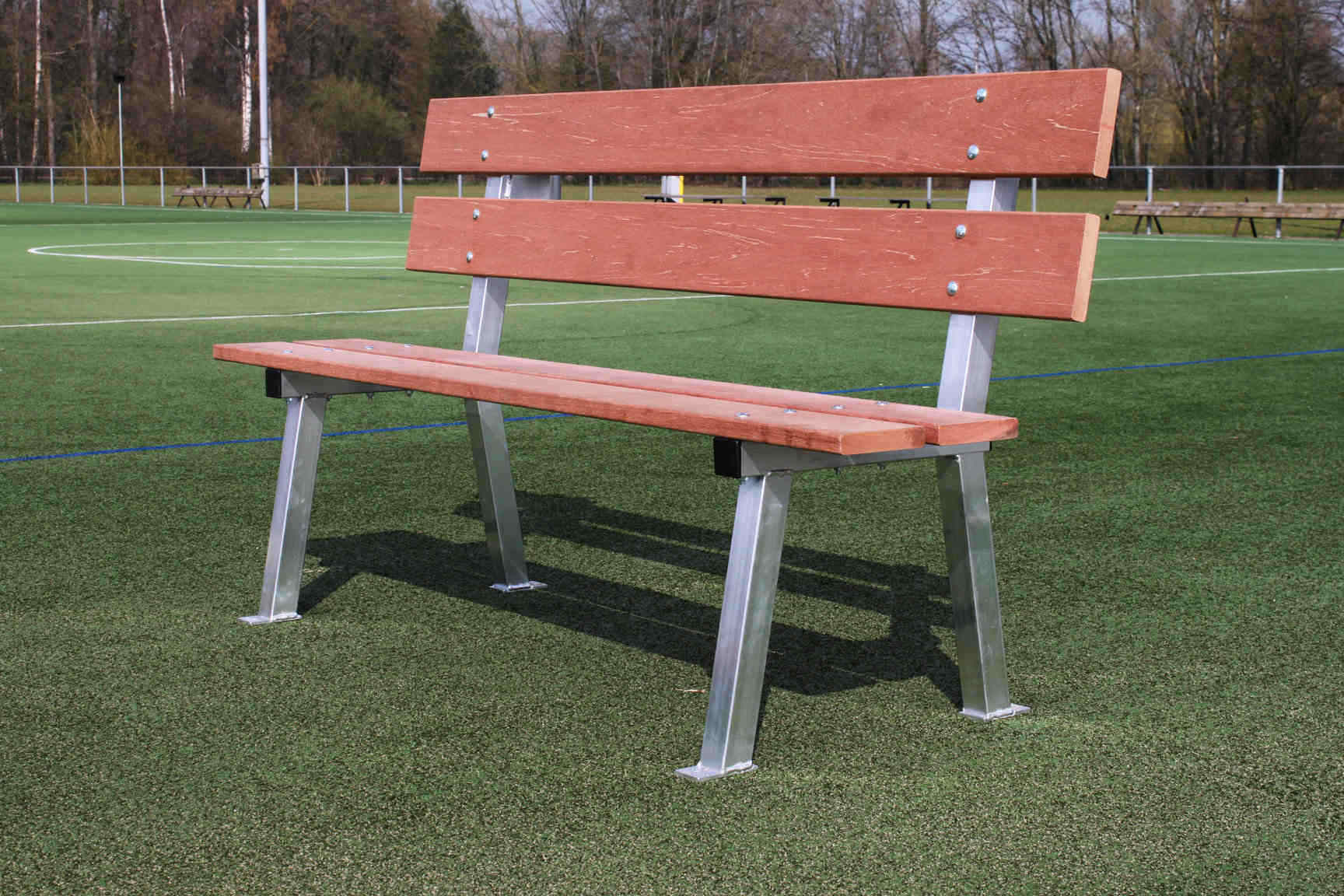 Banc en bois dur 170cm avec dossier