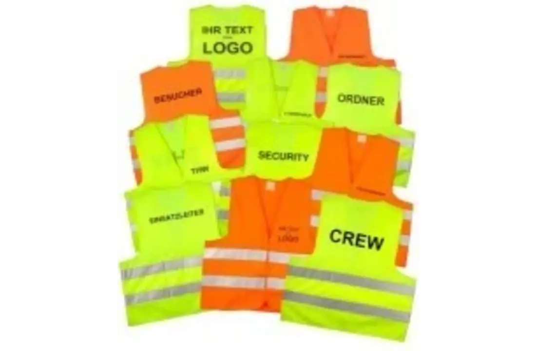 Waarschuwingshesjes in Fluo Oranje of Fluo Geel per 10 stuks (Optie: met opdruk naar keuze)