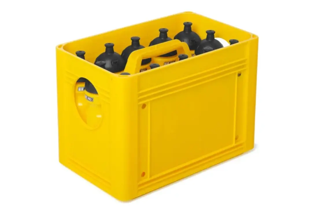 Caisse à eau jaune pour 12 bouteilles d'eau