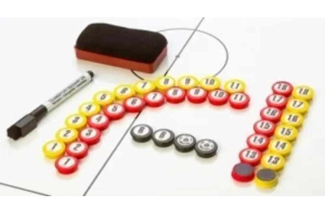 Magneetset 2cm genummerd: 2x 18 stuks, stift en afwisborstel