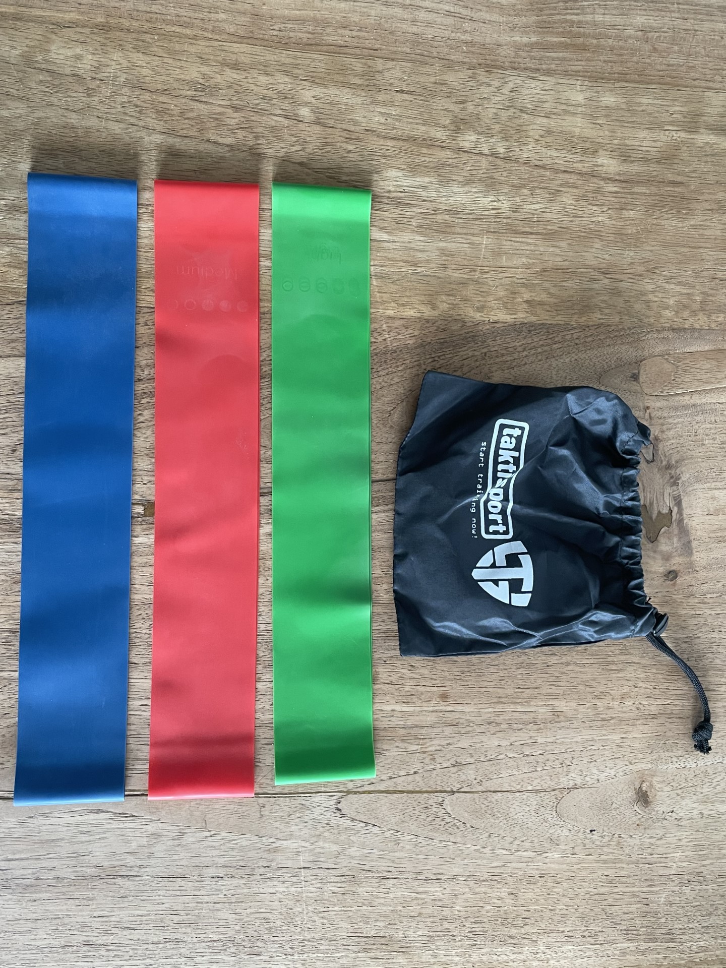 Set van 5 fitness banden voor diverse fysio oefeningen