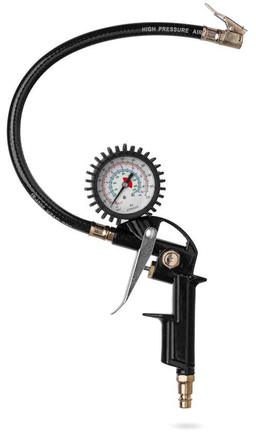 Pistolet de remplissage à bille avec manomètre et 2 aiguilles de valve