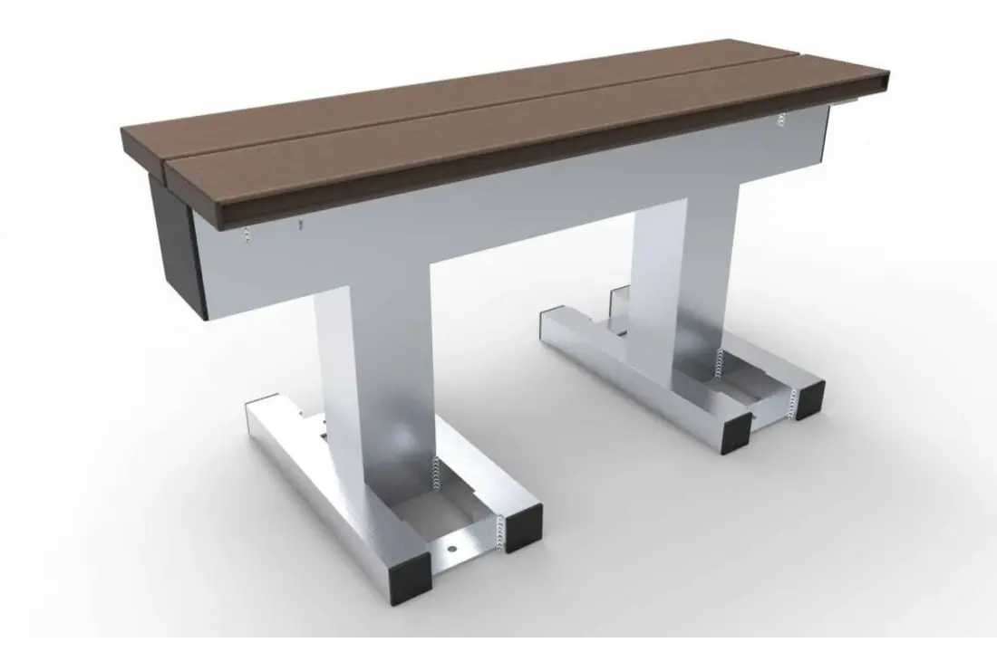 Trainersbank Aluminium met houtcomposiet planken 2 zitplaatsen