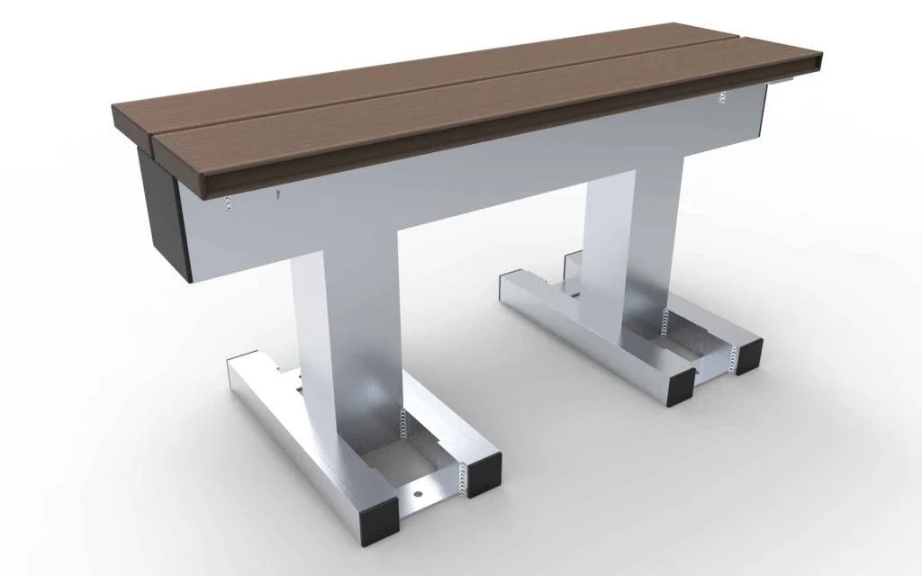 Trainersbank Aluminium met houtcomposiet planken 2 zitplaatsen