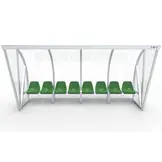 Dugout Boog Volledig gelast - PC 3mm UV en slagvast - 4 x 2 x 1 - Rugsteun - B Kuipstoeltjes - 6/8 personen