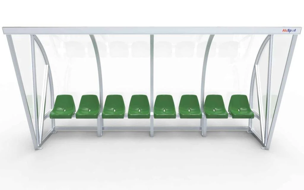 DO400 Dugout Volledig gelast - PC 3mm UV en slagvast - 4 x 2 x 1 - Rugsteun - bank of kuipzetel - 6/8 personen