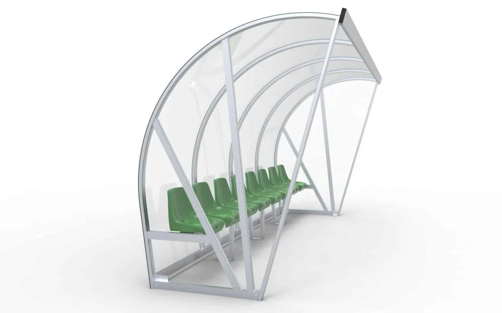 DO400 Dugout Volledig gelast - PC 3mm UV en slagvast - 4 x 2 x 1 - Rugsteun - bank of kuipzetel - 6/8 personen