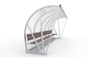 DO501 Dugout Boog Volledig gelast - PC 3mm UV en slagvast - 5 x 2 x 1 - Rugsteun - A bank - 8/10 personen