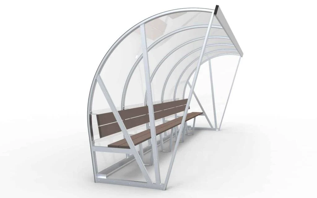 Dugout Boog Volledig gelast - PC 3mm UV en slagvast - 5 x 2 x 1 - Rugsteun - A bank - 8/10 personen