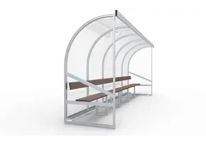 DO500 Dugout Volledig gelast - PC 3mm UV en slagvast - 5 x 2 x 1 - Rugsteun - A bank - 8/10 personen