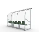 DO300Z Dugout Volledig gelast - PC 3mm UV en slagvast - 3 x 2 x 1 - Rugsteun - B Kuipstoeltjes - 4/6 personen