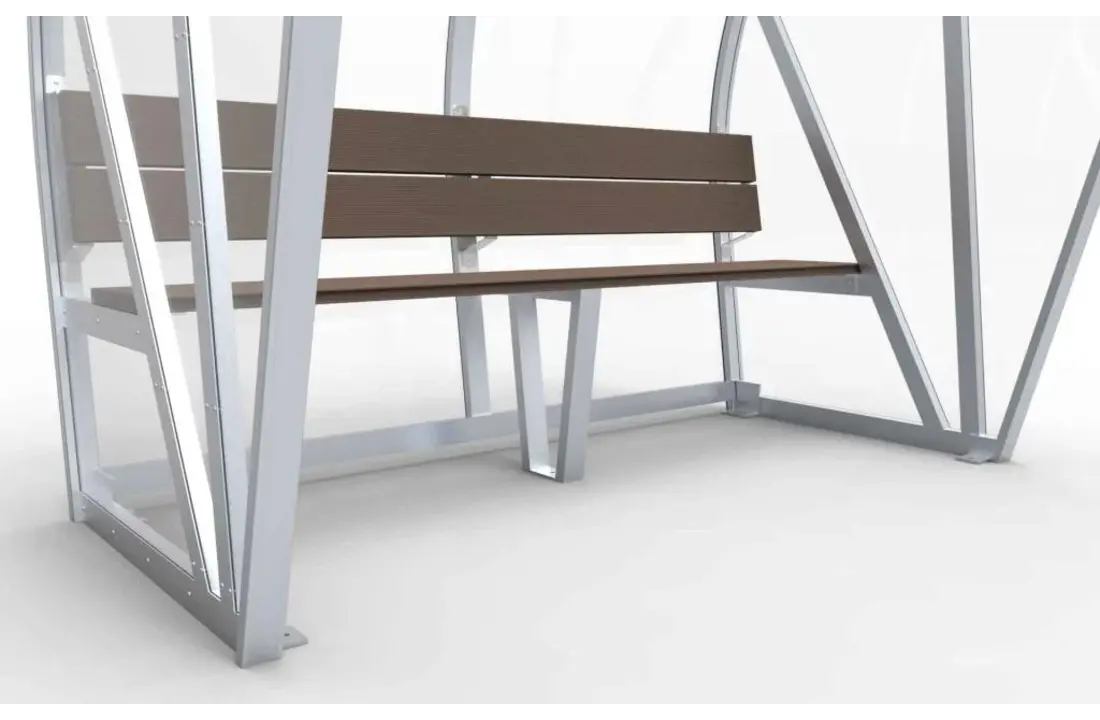 Dugout Boog Volledig gelast - PC 3mm UV en slagvast - 1 x 2 x 1 - Rugsteun - A bank -4 personen
