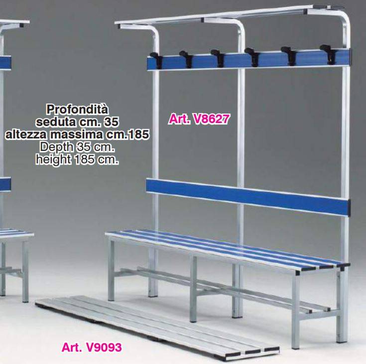 Kleedkamer bank: complete set van 2 meter met bank, rugsteun, kapstok en schap boven