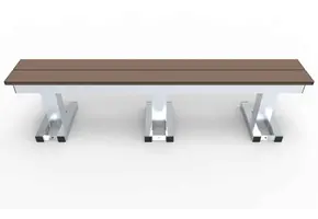 TRB3 Trainersbank Aluminium met houtcomposiet planken 3 zitplaatsen