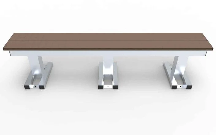 Trainersbank Aluminium met houtcomposiet planken 3 zitplaatsen