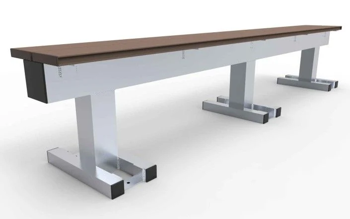 TRB5 Trainersbank Aluminium met houtcomposiet planken 5 zitplaatsen