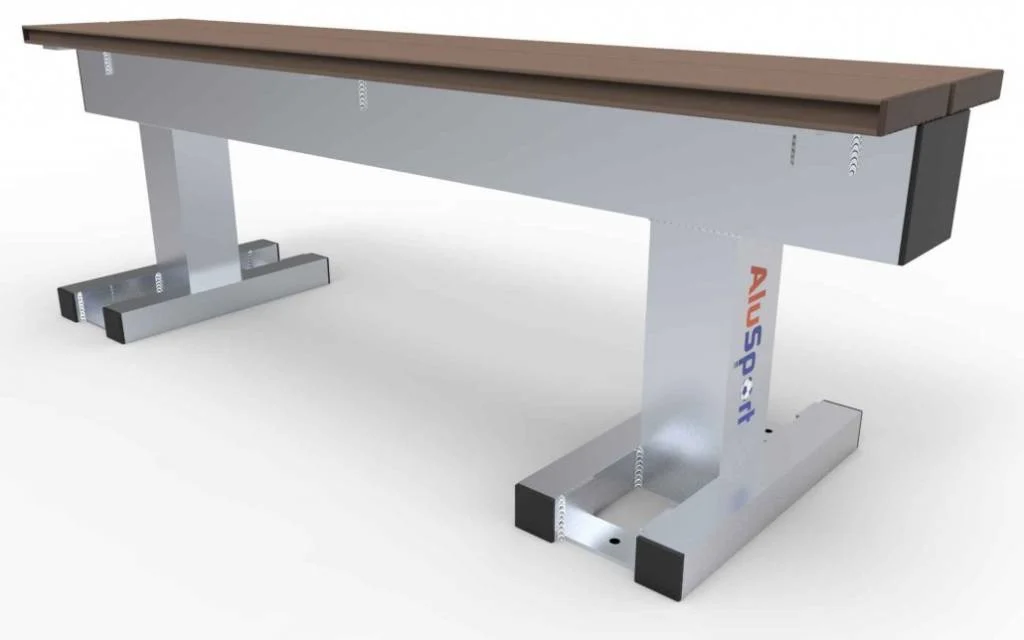 TRB5 Trainersbank Aluminium met houtcomposiet planken 5 zitplaatsen