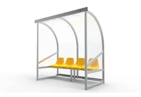 DO200Z Dugout Volledig gelast - PC 3mm UV en slagvast - 1 x 2 x 1 - Rugsteun - B Kuipstoeltjes - 4 personen