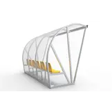 Dugout Boog Volledig gelast - PC 3mm UV en slagvast - 3 x 2 x 1 - Rugsteun - B Kuipstoeltjes - 4/6 personen