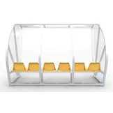 Dugout Boog Volledig gelast - PC 3mm UV en slagvast - 3 x 2 x 1 - Rugsteun - B Kuipstoeltjes - 4/6 personen