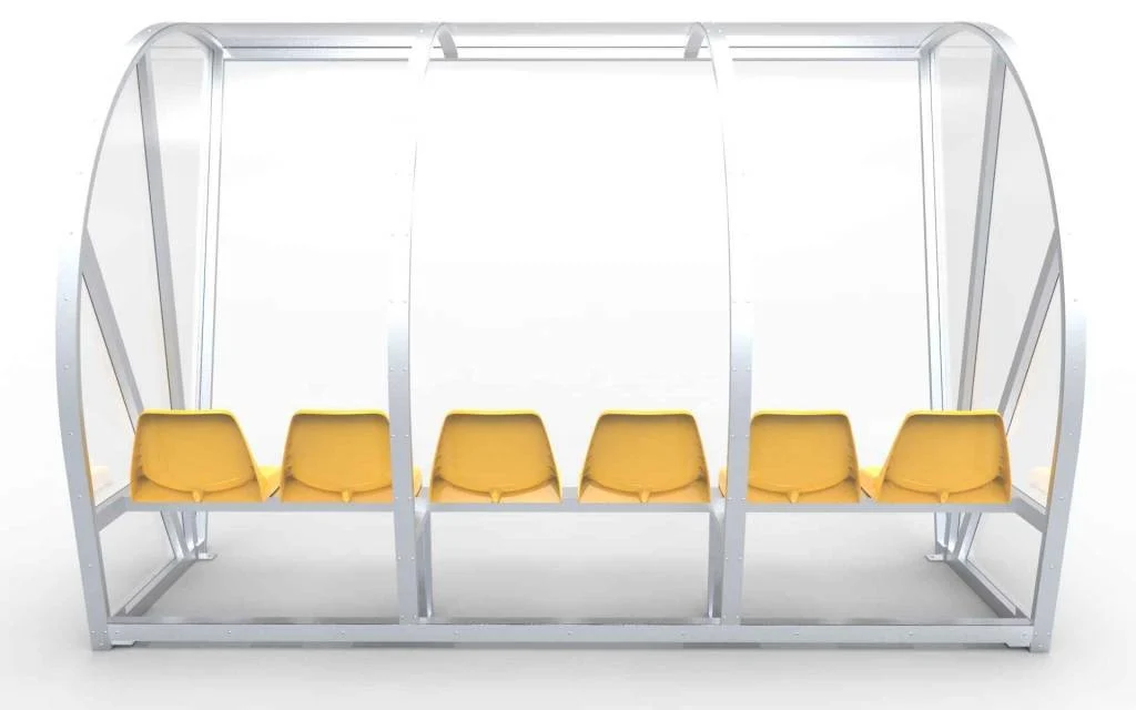 Dugout Boog Volledig gelast - PC 3mm UV en slagvast - 3 x 2 x 1 - Rugsteun - B Kuipstoeltjes - 4/6 personen