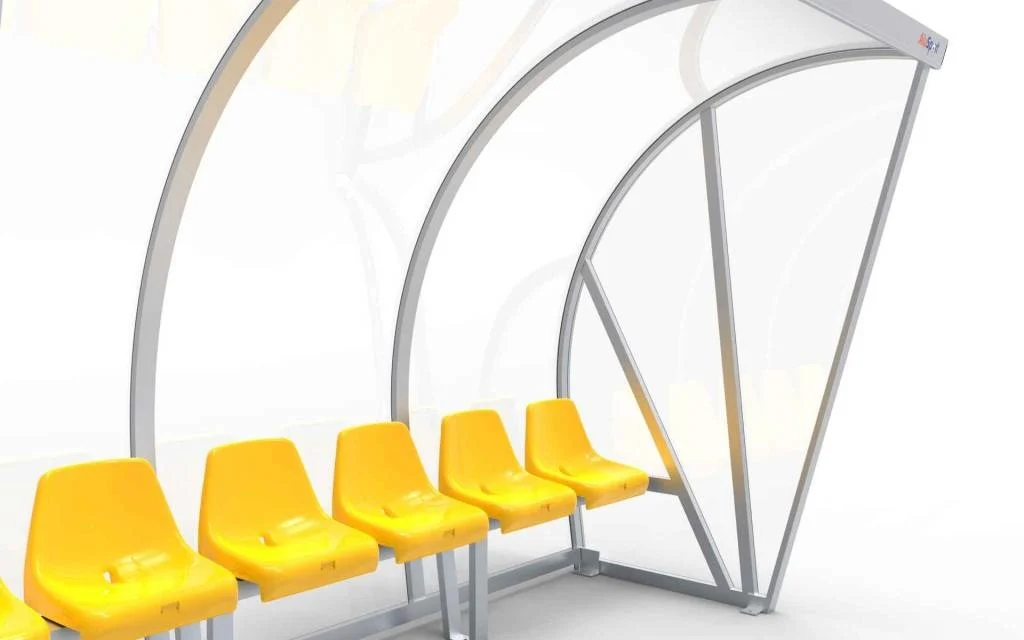 Dugout Boog Volledig gelast - PC 3mm UV en slagvast - 3 x 2 x 1 - Rugsteun - B Kuipstoeltjes - 4/6 personen