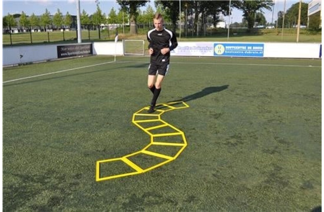 Coordinatieladder trapeze vorm: 10 trinagel speedrings met draagtas