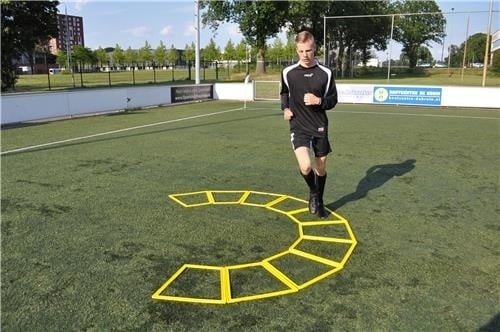 Coordinatieladder trapeze vorm: 10 trinagel speedrings met draagtas