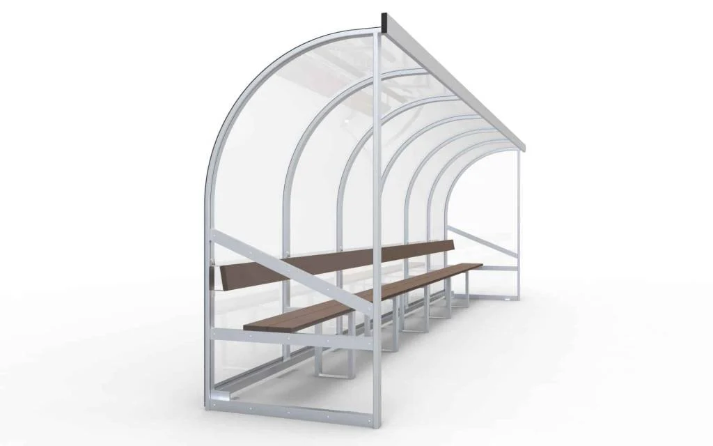 Dugout Volledig gelast - PC 3mm UV en slagvast - 6 x 2 x 1 - Rugsteun - A bank - 10/12 personen