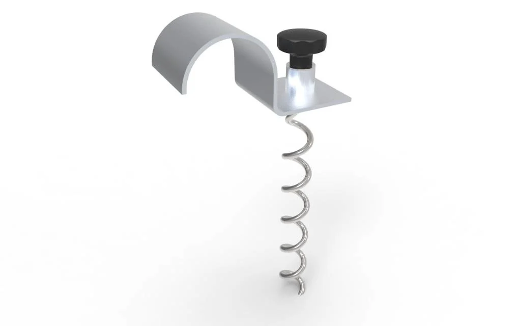 GS085 Grondverankering Spiraal Grondverankering verplaatsbare voetbaldoelen, grondspiraal met alu-klemplaat