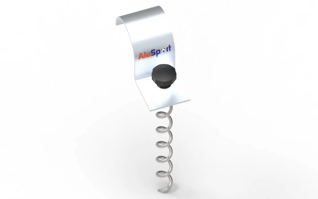 Grondverankering Spiraal  118 voor verplaatsbare voetbaldoelen, grondspiraal met alu-klemplaat 118mm