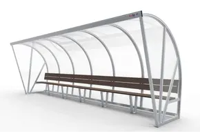 DO601 Dugout Boog Volledig gelast - PC 3mm UV en slagvast - 6 x 2 x 1 - Rugsteun - A bank - 10/12 personen