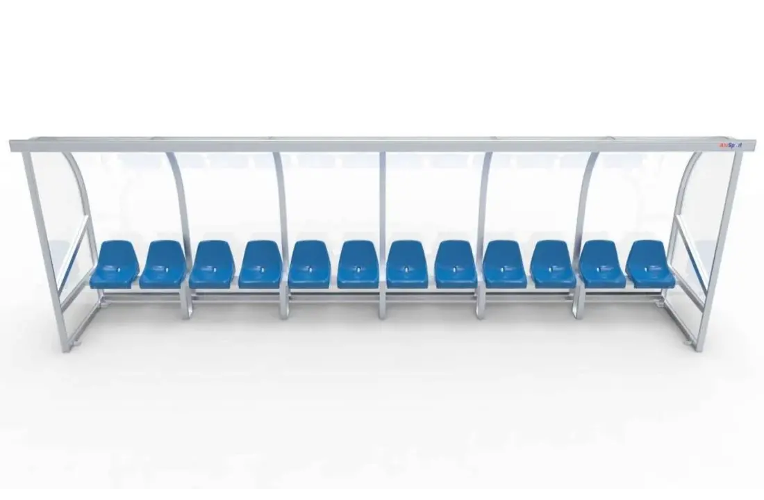 DO500Z Dugout Volledig gelast - PC 3mm UV en slagvast - 5 x 2 x 1 - Rugsteun - B Kuipstoeltjes - 8/10 personen