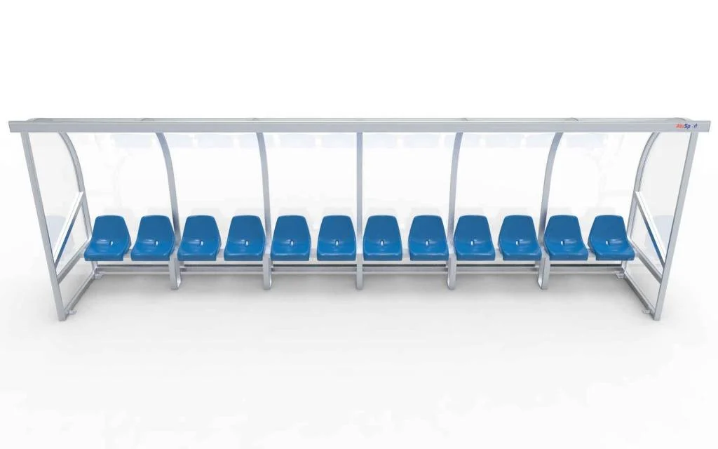 DO500Z Dugout Volledig gelast - PC 3mm UV en slagvast - 5 x 2 x 1 - Rugsteun - B Kuipstoeltjes - 8/10 personen