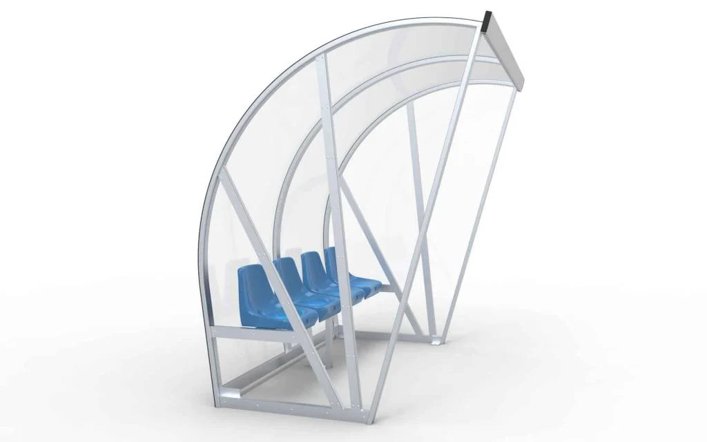 Dugout Boog Volledig gelast - PC 3mm UV en slagvast - 2 x 2 x 1 - Rugsteun - B Kuipstoeltjes - 4  personen