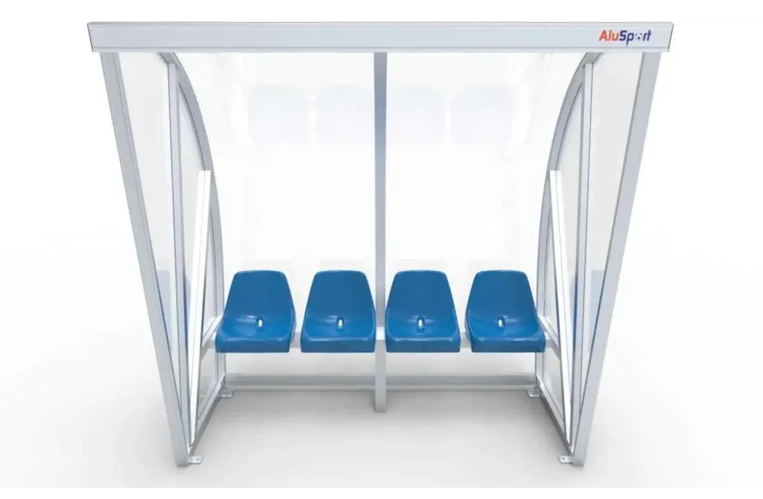 Dugout Boog Volledig gelast - PC 3mm UV en slagvast - 2 x 2 x 1 - Rugsteun - B Kuipstoeltjes - 4 personen