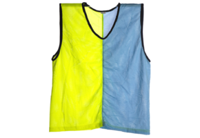 Gilet d'entraînement bleu avec du jaune ou orange avec du rose