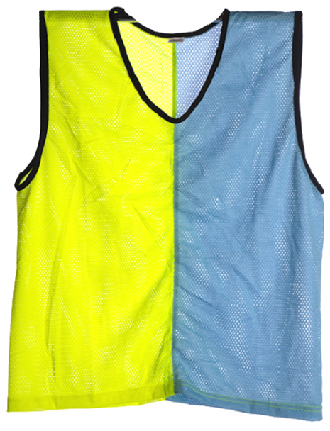 Gilet d'entraînement bleu avec du jaune ou orange avec du rose