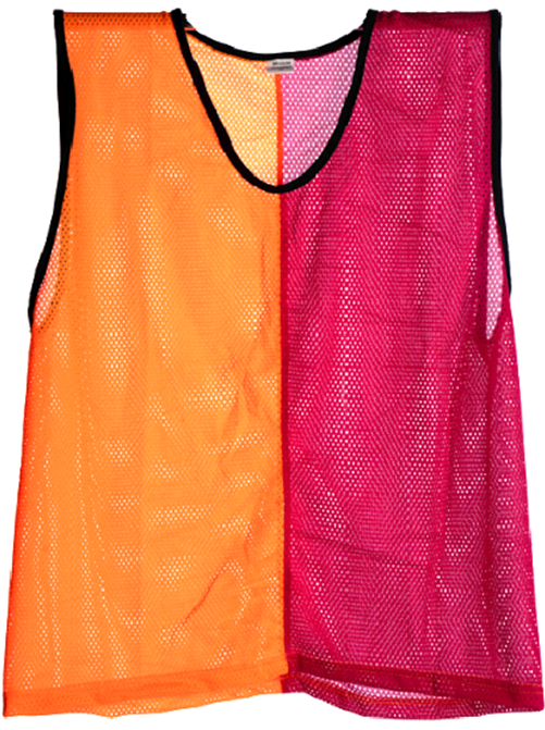 Gilet d'entraînement bleu avec du jaune ou orange avec du rose