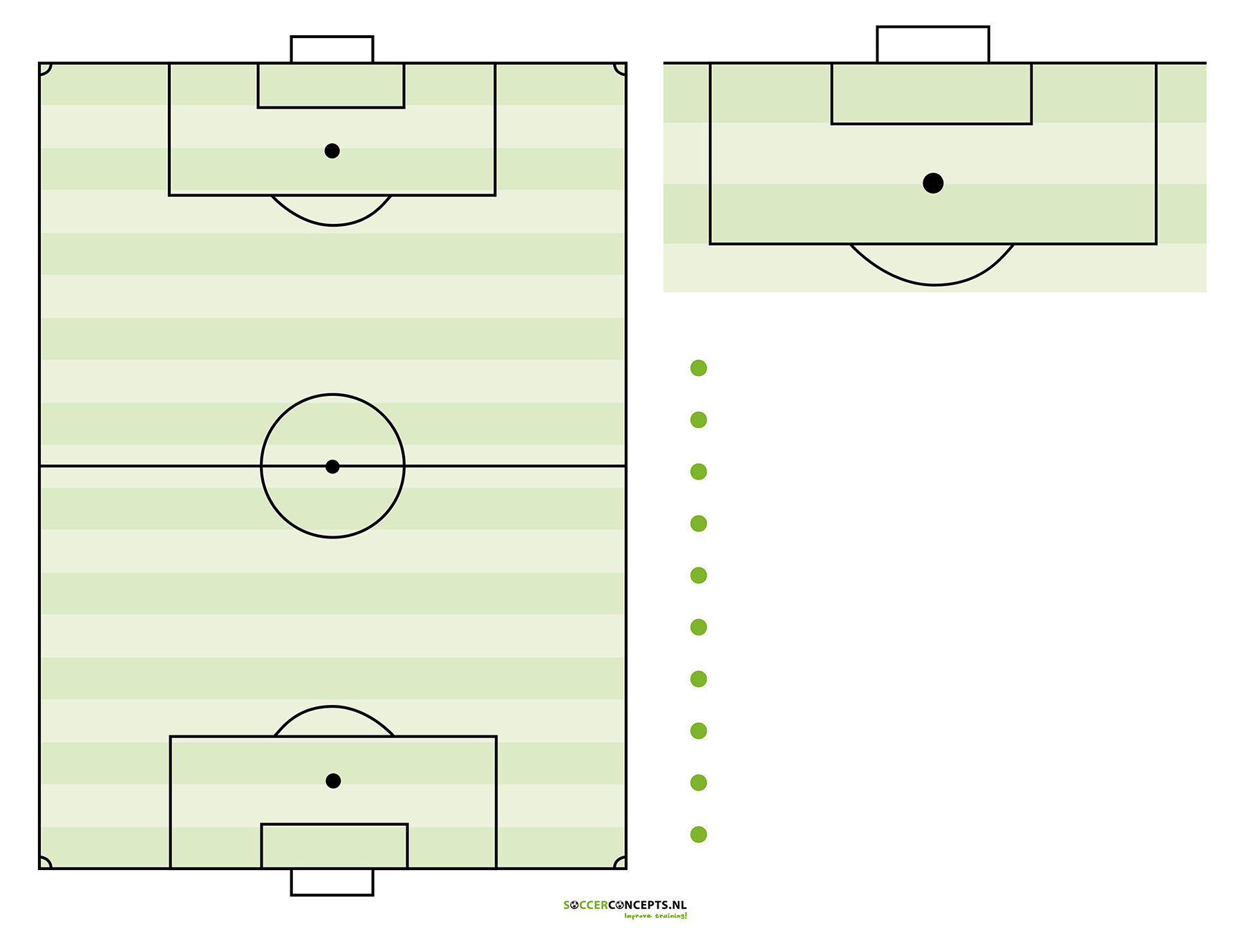 Plateau tactique 120 cm x 90 cm avec terrain de jeu, surface de réparation et espace pour les notes